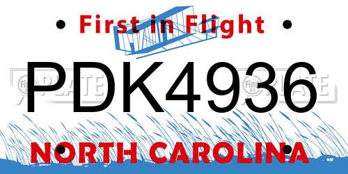 PDK4936 North Carolina License Plate