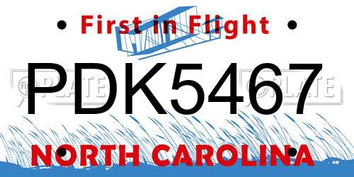 PDK5467 North Carolina License Plate