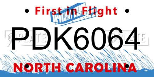 PDK6064 North Carolina License Plate