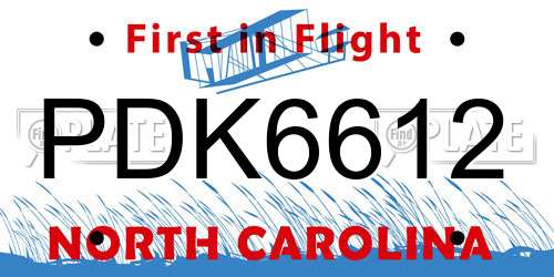PDK6612 North Carolina License Plate