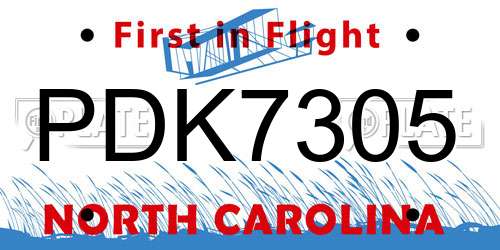 PDK7305 North Carolina License Plate
