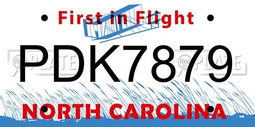PDK7879 North Carolina License Plate
