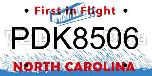 PDK8506 North Carolina License Plate
