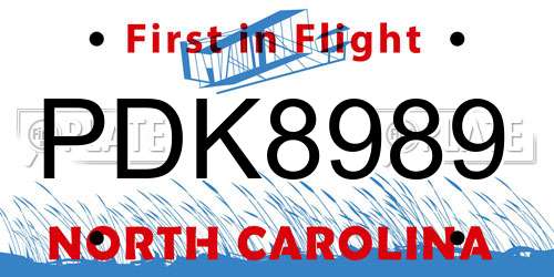 PDK8989 North Carolina License Plate