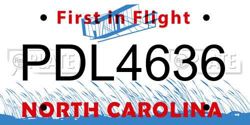 PDL4636 North Carolina License Plate