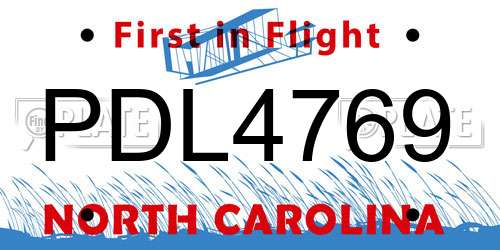 PDL4769 North Carolina License Plate