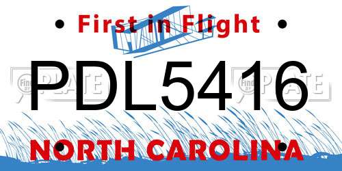 PDL5416 North Carolina License Plate