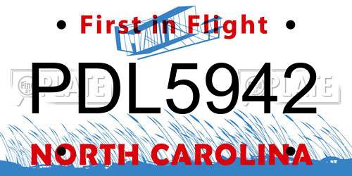 PDL5942 North Carolina License Plate