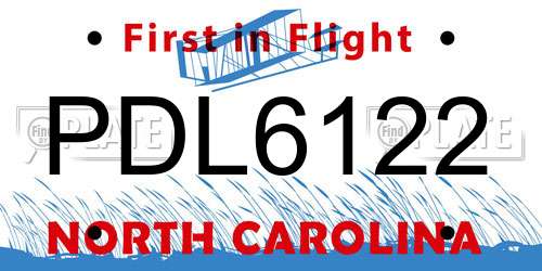 PDL6122 North Carolina License Plate