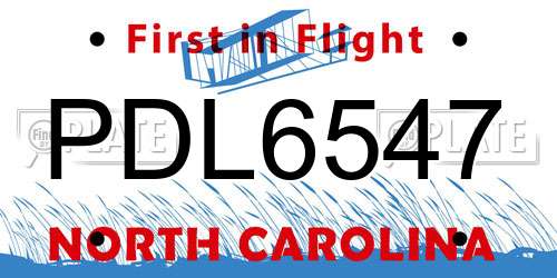 PDL6547 North Carolina License Plate