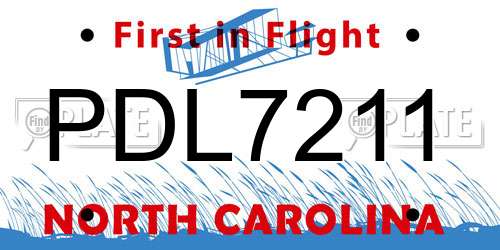 PDL7211 North Carolina License Plate