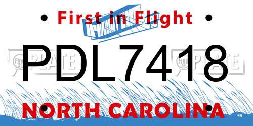 PDL7418 North Carolina License Plate