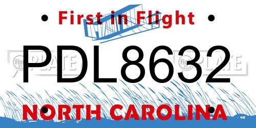 PDL8632 North Carolina License Plate