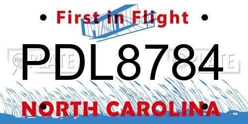 PDL8784 North Carolina License Plate