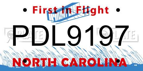 PDL9197 North Carolina License Plate