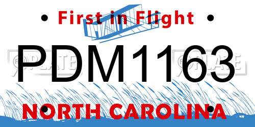 PDM1163 North Carolina License Plate