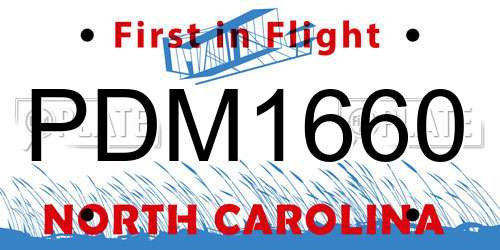 PDM1660 North Carolina License Plate