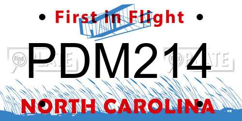 PDM214 North Carolina License Plate