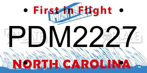 PDM2227 North Carolina License Plate