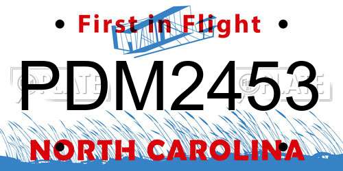 PDM2453 North Carolina License Plate