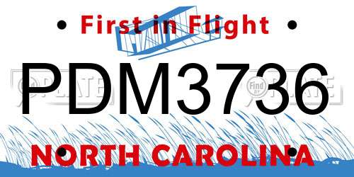 PDM3736 North Carolina License Plate
