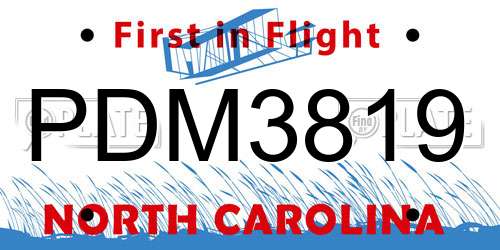 PDM3819 North Carolina License Plate
