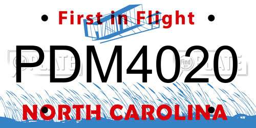 PDM4020 North Carolina License Plate