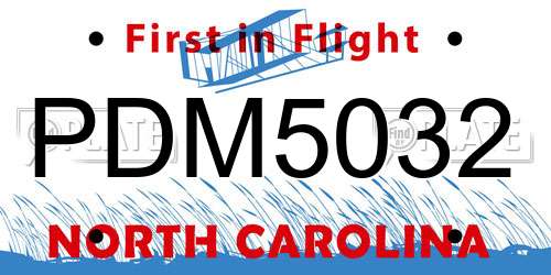 PDM5032 North Carolina License Plate