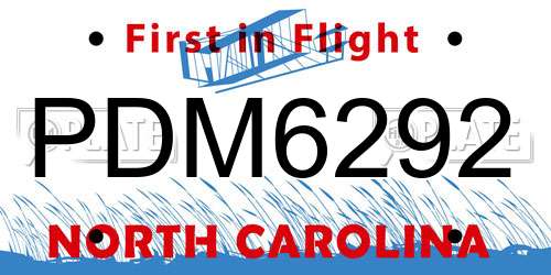 PDM6292 North Carolina License Plate