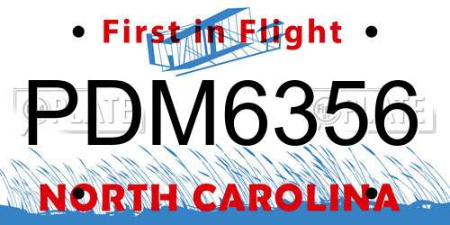 PDM6356 North Carolina License Plate