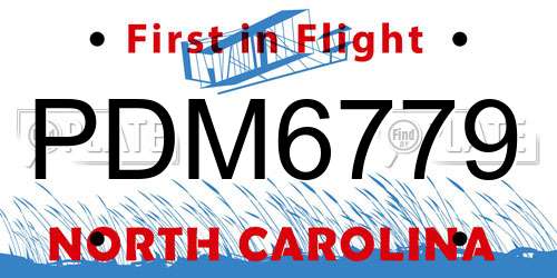 PDM6779 North Carolina License Plate