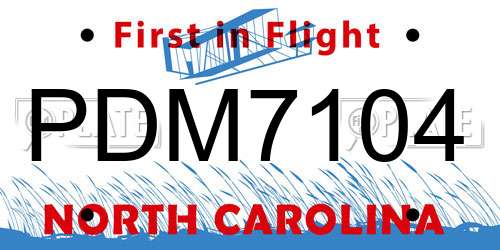 PDM7104 North Carolina License Plate