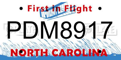 PDM8917 North Carolina License Plate