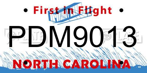 PDM9013 North Carolina License Plate