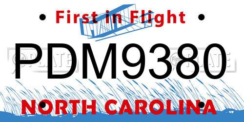 PDM9380 North Carolina License Plate