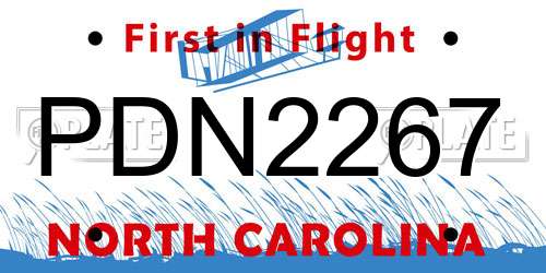 PDN2267 North Carolina License Plate