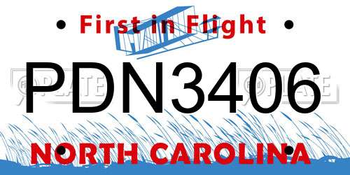 PDN3406 North Carolina License Plate