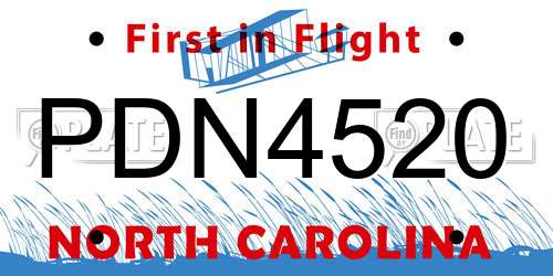 PDN4520 North Carolina License Plate