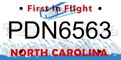 PDN6563 North Carolina License Plate