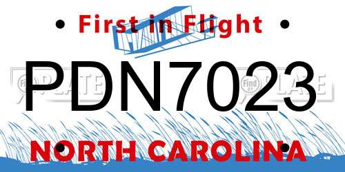PDN7023 North Carolina License Plate