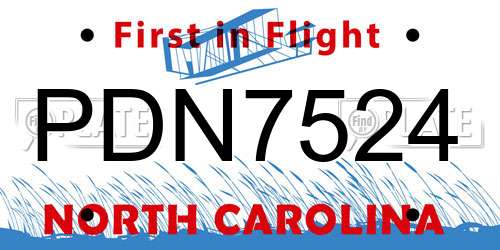 PDN7524 North Carolina License Plate