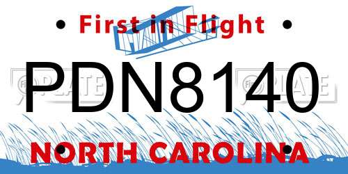PDN8140 North Carolina License Plate