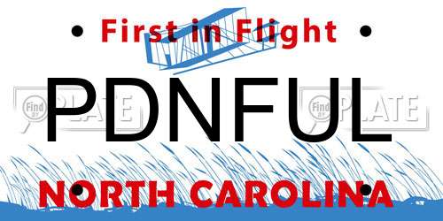 PDNFUL North Carolina License Plate