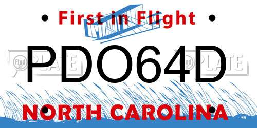 PDO64D North Carolina License Plate
