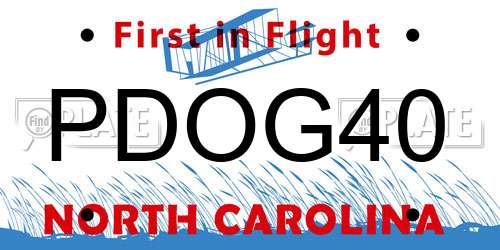 PDOG40 North Carolina License Plate