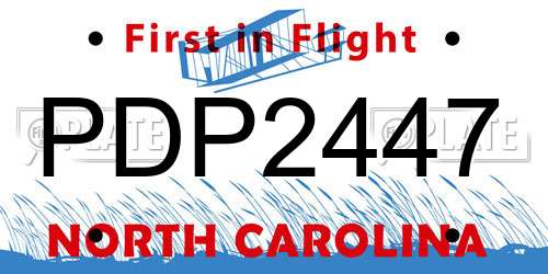 PDP2447 North Carolina License Plate
