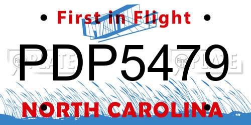 PDP5479 North Carolina License Plate