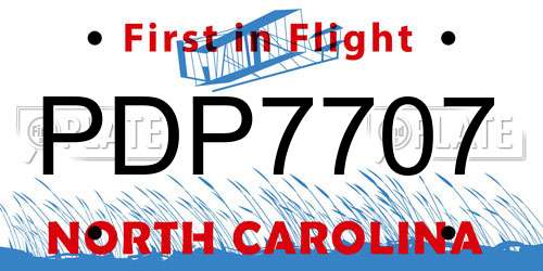 PDP7707 North Carolina License Plate