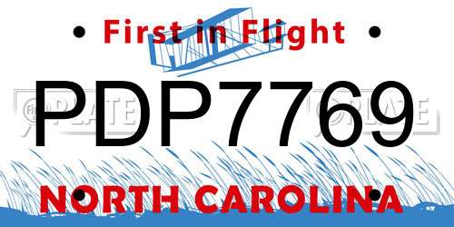 PDP7769 North Carolina License Plate