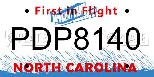 PDP8140 North Carolina License Plate